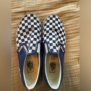 Blue and white checkered vans